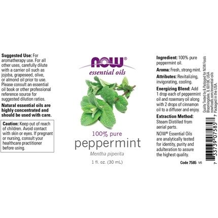 Now Essential 100% Pure Peppermint Oil 30Ml - 1 Oz.