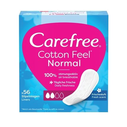 Carefree Normal With Cotton Extract Hygiene Pads Fresh Scent 56 Pieces