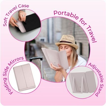 Stylpro Bi-Folding Makeup Vanity Mirror Adjustable Phone Stand Dimmable - Image 3