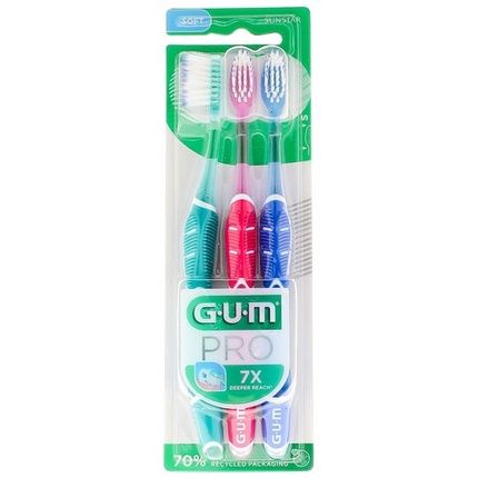 Gum Pro Double Toothbrush Trio Pack - Set Of 3 Toothbrushes
