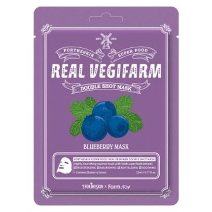 Fortheskin Super Food Real Vegifarm Double Shot Mask Blueberry
