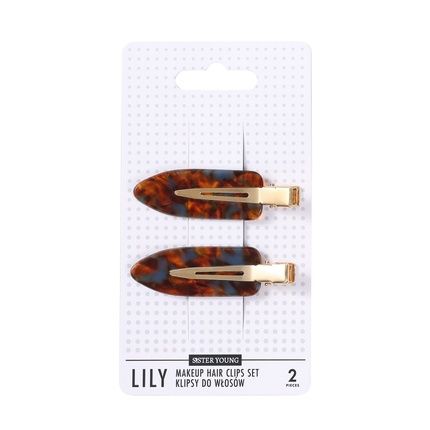 Lily Hair Clips For Makeup Blue Coffee 2 Pieces