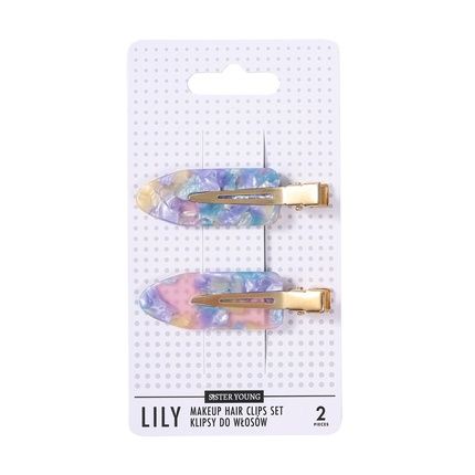 Sister Young Lily Makeup Hair Clips Set Pink And Blue