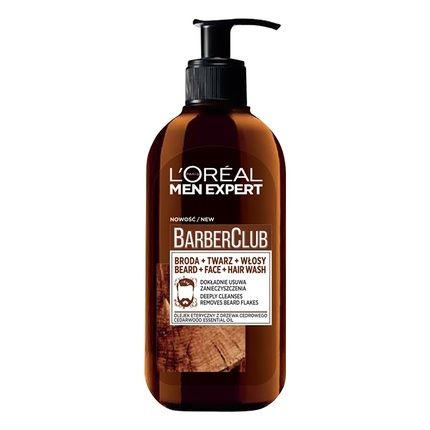 L'Oreal Men Expert Barber Club Beard Face Hair Wash 3In1 Cleansing Gel With Cedarwood Oil 200Ml