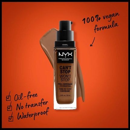 Nyx Can'T Stop Won'T Stop Full Coverage Foundation Cappuccino 30Ml