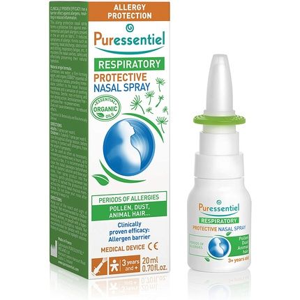 Puressentiel Respiratory Protective Nasal Spray 20Ml - 100% Natural Origin - Allergy Protection - Immediate Comfort - Seawater, Eucalyptus