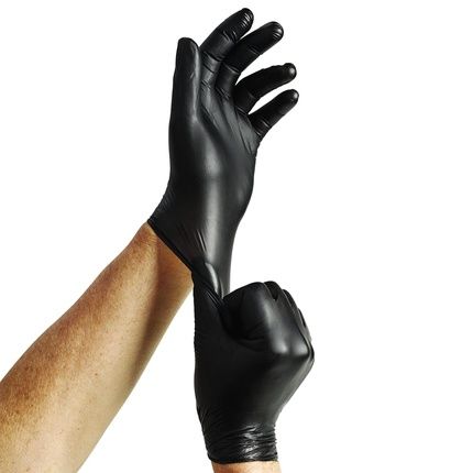 Spontex Extra Black Disposable Vinyl Gloves Powder-Free And Latex-Free Size M 100 Gloves - Image 3