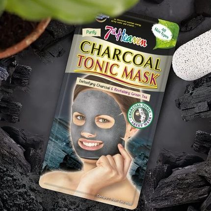 7Th Heaven Charcoal Sheet Face Mask With Green Tea And Aloe Vera - Cleansing, Detoxifying, And Revitalizing - Image 3