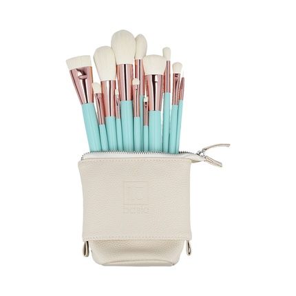 Ilu Basic Set 12 Makeup Brushes With Turquoise Bag