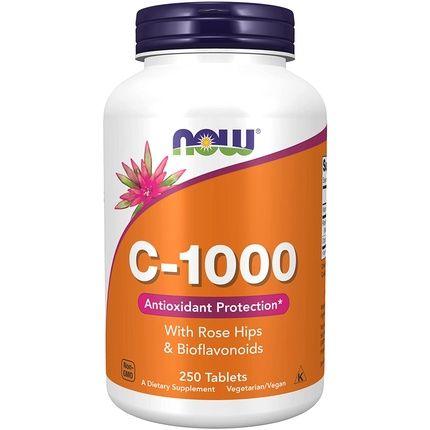 Now Vitamin C-1,000 With Rose Hips And Bioflavonoids Antioxidant Protection 250 Tablets