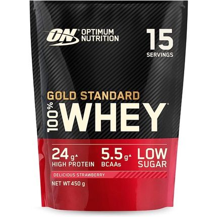 Optimum Nutrition Gold Standard Whey Protein Muscle Building Powder With Glutamine And Amino Acids 15 Servings 450G Strawberry