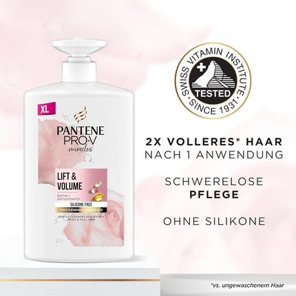 Pantene Pro-V Lift & Volume Thickening Shampoo With Biotin Silicone-Free 1000Ml Pump Dispenser - Image 3