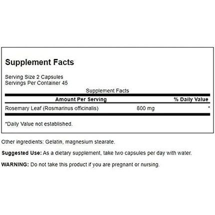 Swanson Full Spectrum Rosemary Herbal Supplement 90 Capsules 400Mg - Image 3