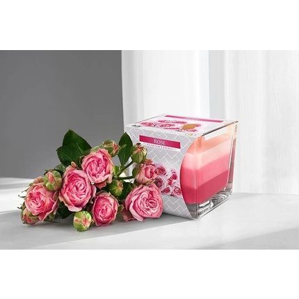 Scented Candle In A Square Glass With A Burning Time Of 32 Hours! Scent: Vanilla