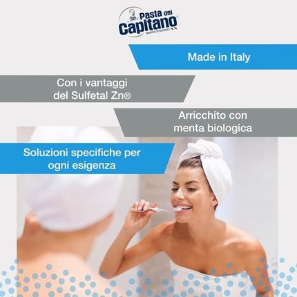 Pasta Del Capitano Bio Toothpaste Plaque & Cavities Ensures Thorough Cleaning Protects Teeth And Gums Ideal Solution Against Plaque And Cavities 100% Made In Italy 75Ml White Tube - Image 3