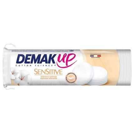 Demak'Up Sensitive Makeup Remover Pads For Face And Eyes 64 Natural Cotton Pads
