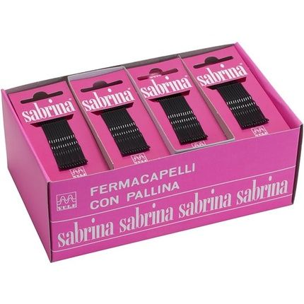 Sabrina Ball Pointed Hair Grips Waved Black 48Mm