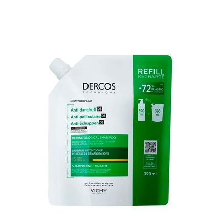 Dercos Antidandruff Shampoo For Dry Hair 390Ml Refill