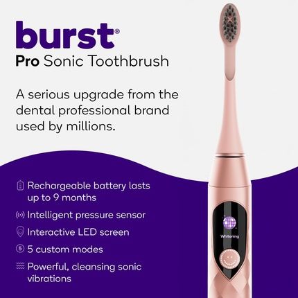 Burst Pro Sonic Advanced Electric Toothbrush For Adults Rose Gold - Soft - Image 3