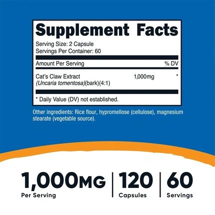 Nutricost Cat'S Claw 120 Capsules