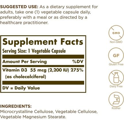 Solgar Vitamin D3 2200 Iu Vegetable Capsules