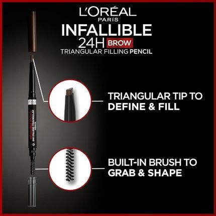L'Oreal Paris Eyebrow Liner Brow Filling Triangular Pencil Natural Matte Finish With Spoolie Brush Up To 24H Wear Infallible 24H 8.0 Light Cool Blonde