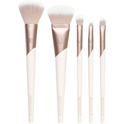 Ecotools Luxe Natural Elegance Professional Makeup Brush Set For Face Cheek And Eye Makeup Pink 5 Piece Set