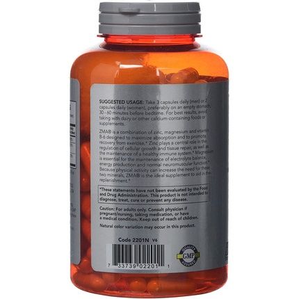 Now Zma Sports Recovery Supplement 180 Capsules