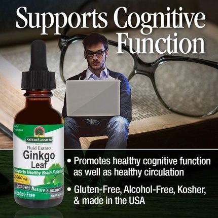 Nature'S Answer Ginkgo Leaf 1-Ounce Ginkgo Biloba Extract Alcohol Free Promotes Cognitive Function Mental Clarity Natural Energy Booster - Image 3