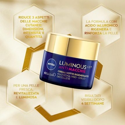 Nivea Cellular Luminous630 Anti-Spot Regenerating Night Cream 50Ml With Hyaluronic Acid And Luminous630 For Even Skin - Image 3