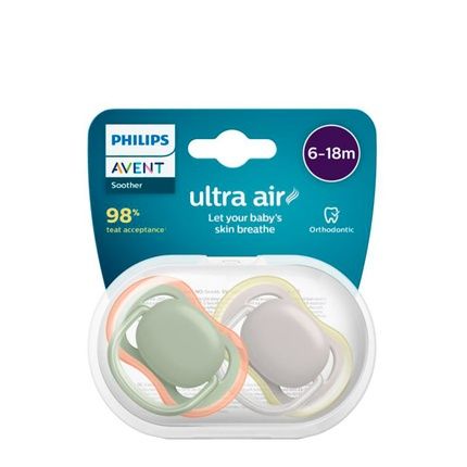 Philips Avent Ultra Air Pacifier Green And Gray 618 Months Duo