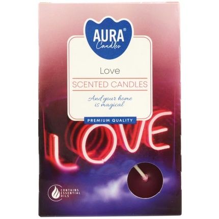Aura Candles Scented Tealights 6 Pack Love 12X8X18 Cm Approx 4 Hours Burning Time
