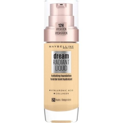 Maybelline Dream Radiant Liquid Hydrating Foundation With Hyaluronic Acid And Collagen 21 Nude