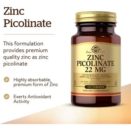 Solgar Zinc Picolinate 22Mg Tablets - Healthy Skin, Hair And Nails - Highly Absorbable Premium Form, Easy To Swallow - Vegan - Image 3