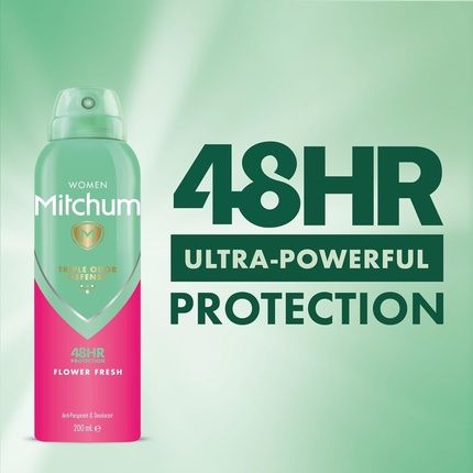 Mitchum Women Triple Odor Defense 48Hr Protection Aerosol Deodorant & Anti-Perspirant Flower Fresh 200Ml - Pack Of 2