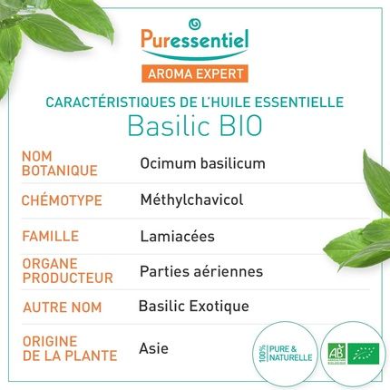 Puressentiel Organic Basil Essential Oil 100% Pure And Natural