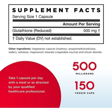 Glutathione Reduced 500Mg 150 Vcaps