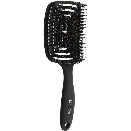 Tb Tools For Beauty Lussoni Labyrinth Flexible Hairbrush For Detangling Wet And Dry Hair Synthetic Bristle Anti-Static Brush Black Large
