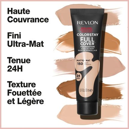 Revlon Colorstay Full Cover Longwear Matte Foundation Heat & Sweat Resistant Lightweight Face Makeup 30Ml 150 Buff