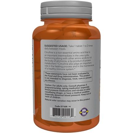 Now Sports Nutrition L-Citrulline Extra Strength 1200Mg Amino Acid 120 Tablets - Image 3