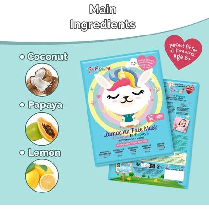 7Th Heaven Llamacorn Sheet Face Masks Skincare Set For Kids Aged 8+ Coconut & Papaya Calming Hydrating Moisturizing - Image 3