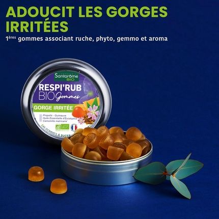 Santarome Bio Respir'Rub Organic Gums For Irritated Throats 45