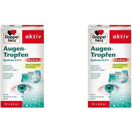 Doppelherz Eye Drops Extra Hyaluron 0.4% Moisturizing Eye Drops For Dry & Irritated Eyes 10 X 0.5Ml
