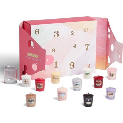 Yankee Candle 12 Days Of Positivity Scented Filled Votive Candles & Votive Holder In Gift Box - Art In The Park Collection - Perfect Gifts For Women - Spring 12 Votive