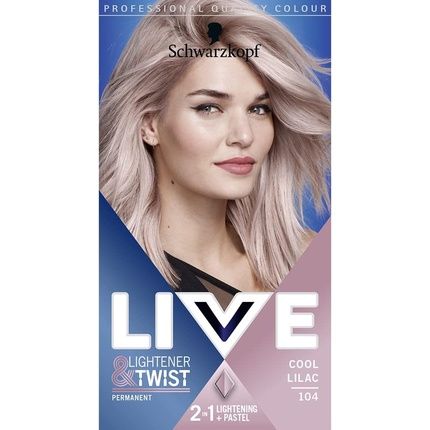Schwarzkopf Live Lightener + Twist Permanent Purple Hair Dye 2 In 1 Formula Cool Lilac 104