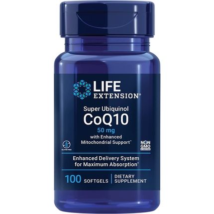 Life Extension Super Ubiquinol Coq10 50Mg With Enhanced Mitochondrial Support 100 Softgels