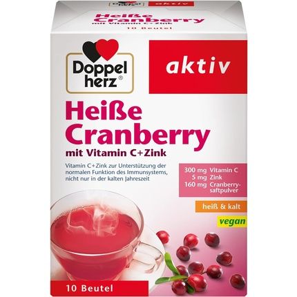 Doppelherz Hot Cranberry - Vitamin C And Zinc To Support Normal Immune Function - 10 Bags