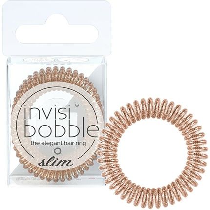 Invisibobble Slim Hair Ties Bronze - Thin Hair Elastics For Girls And Women With Elegant Look And Strong Hold - Designed In The Heart Of Munich Bronze Pearl