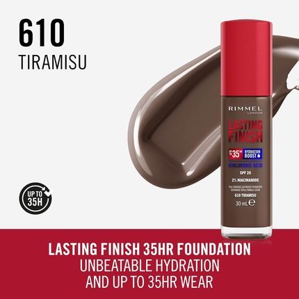 Rimmel Lasting Finish 35Hr Foundation 610 Tiramisu Full Coverage Hydrating
