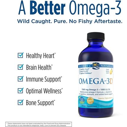 Nordic Naturals Omega-3D Purified Fish Oil With Vitamin D3 Lemon Flavor 8 Fl Oz (237 Ml) - Image 3